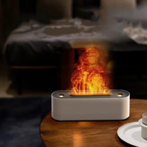 Ultrasonic Flame Effect Humidifier with 7-Color LED – Aroma Diffuser for Home & Office
